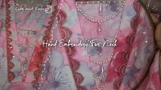 Hand embroidery neck design  beads work  neckline embroidery designs ethnicstitchingvibes [upl. by Sivolc]