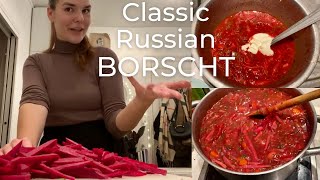 Authentic Red Borscht  Russian Beet Soup Recipe Красный борщ  family recipe [upl. by Nolita942]