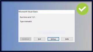 Microsoft Visual Basic  Run Time Error  13  Type Mismatch  Excel VBA [upl. by Ynaffet]