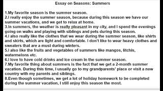 Essay Seasons summer season my favourite season in English homework Learn English Paragraph [upl. by Youngman]