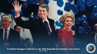 President Reagans Address at the 1992 Republican National Convention 8171992 [upl. by Anaujit]