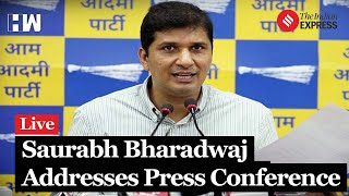 AAP PC Saurabh Bharadwaj Holds Crucial Press Conference  Amanatullah Khan ED Raid [upl. by Ekihc]