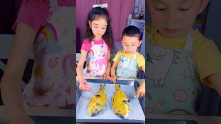 Children prepare a healthy and tasty bream fish shorts viralvideo food trends kids viralshorts [upl. by Francene]