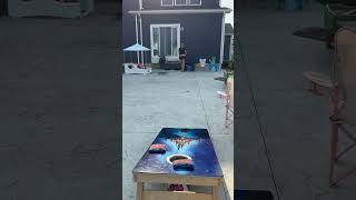 Stay for a 3 bag airmail drag 🔥🔥🔥 cornhole sports practice tricks [upl. by Nauquf]