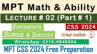 Basic Math amp Ability CSS MPT 2024  Lecture  2 Part  1  MPT CSS 2024 Free Preparation  FPSC [upl. by Ube]