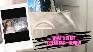 WHAT’S IN MY TELFAR BAG TELFEEZY REVIEW BAG SECURITY PROGRAM ll  SILVER MEDIUM TELFAR BAG [upl. by Yahiya114]