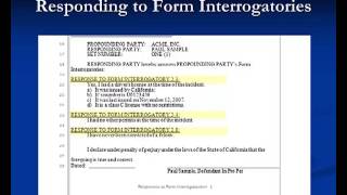 Introduction to Discovery Part 5 Responding to Form Interrogatories [upl. by Daisi]