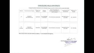 202223  Academic Calendar  DARJEELING HILLS UNIVERSITY [upl. by Eimat]