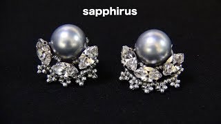 【ビーズステッチ】パールとスワロフスキーのピアス☆作り方 How to make：Swarovski Marquise Earrings [upl. by Jammal]