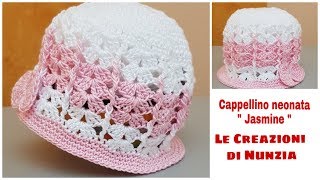 CAPPELLINO NEONATA quot JASMINE quot a uncinetto  0  3 mesi [upl. by Lashar]