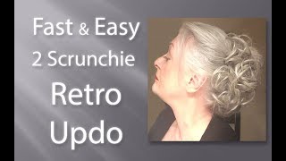 Fast amp Easy  2 Scrunchie Retro Updo Hairstyle [upl. by Onstad]