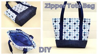 Diy Zipper Tote Bag Tutorial  Tote Bag With Zipper Sewing Tutorial [upl. by Chapell39]