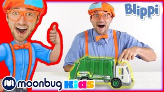 Learn Colors with Garbage Truck Toy  Learn With Blippi  Trains for Children  Moonbug for Kids [upl. by Aliuqehs855]