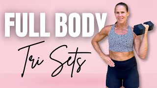 45 MIN FULL BODY TRI SETS with Dumbbells  Strong amp Lean [upl. by Aliled610]