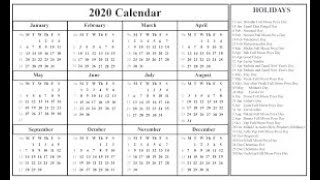 calendar 2020 [upl. by Ahsatin]