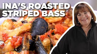 Ina Gartens Roasted Striped Bass  Barefoot Contessa  Food Network [upl. by Jarrad]