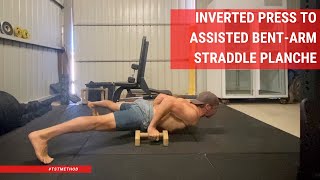 Inverted Press to Assisted BentArm Straddle Planche [upl. by Bartolome410]