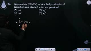 In acetonitrile CH3CN what is the hybridization of the carbon atom attached to the nitrogen a [upl. by Herc]