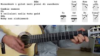 Mahmood  TUTA GOLD Sanremo 2024  Testo e Accordi  Chitarra [upl. by Malka]