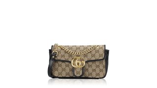 Gucci Monogram Canvas Matelasse Mini GG Marmont Shoulder Bag Black [upl. by Polito]