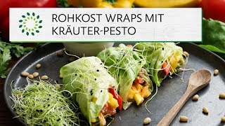 RohkostWraps mit KräuterPesto Rezept  Vegan [upl. by Cavill]