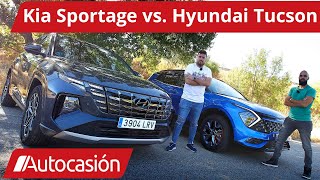 Kia SPORTAGE vs Hyundai TUCSON Comparativa SUV  Test  Review en español  Autocasión [upl. by Kerns921]