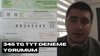 345 TÜRKİYE GENELİ TYT DENEME YORUMUM SPOILERSİZ yks2024 tyt [upl. by Zined]