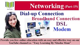 Networking Part19  Dialup Connection  Broadband Connection  DSLMODEM etc  By Nitasha Mam [upl. by Volnak]