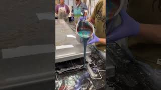 Epoxy Dirty Pour on Silver CountertopEpoxy diy shorts youtubeshorts shortsvideo [upl. by Hesketh]