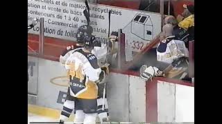 Link Gaetz Thetford Mines vs Jason Hamilton Quebec Stick fight and penalty box incident 0405 [upl. by Kerwin]