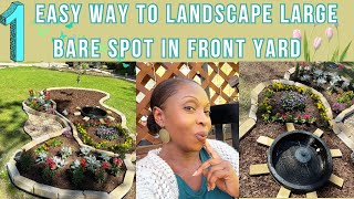 1 EASY Way to Landscape a Large BARE SPOT in Front YardNo Dig Landscape EdgingSpring 🪻🦋💕💚 [upl. by Isahella196]