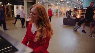 Freya Ridings  Dancing In A Hurricane live from Kings Cross Station 🥰 [upl. by Ahsiekan]