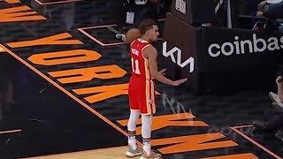 Trae Young tells Knicks crowd to SIT DOWN after making a layup with a FULL COURT buzzerbeater [upl. by Aerdnuahs]