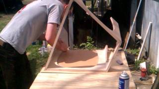 How to veneer a table using contact cement and paper backed veneer [upl. by Dielu]