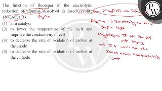 The function of fluorspar in the electrolytic reduction of alumina dissolved in fused cryolite [upl. by Bent392]