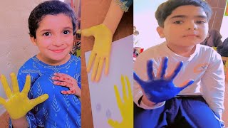 Perfect SK Kids doing activity  student activity hand and thumb print sp creativity [upl. by Llenyar436]