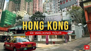 Hong Kong  Central District 🇭🇰 4K City Walking Tour  Exploring Downtowns Vibrant Streets [upl. by Arolf]