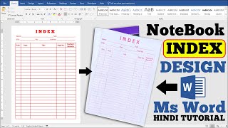 StepbyStep Guide to Creating a Printable Notebook Index in MS Word  Hindi Tutorial [upl. by Andrus]