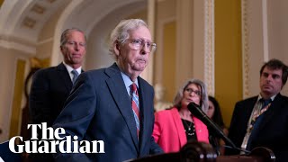 Republican Senate leader Mitch McConnell freezes during remarks to reporters [upl. by Ennaihs972]