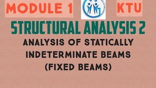 Analysis of statically indeterminate beamsfixed beamsSTRUCTURAL ANALYSIS 2  MODULE 1LECTURE 5 [upl. by Leslie]