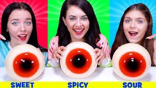 ASMR Sweet vs Spicy vs Sour Food Challenge By LiLibu 3 [upl. by Ahsinam481]