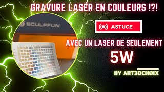 Faire de la Gravure couleurs sur Acier avec laser de 5W  Marking Stainless Steel with a diode laser [upl. by Bainter]