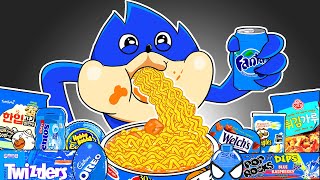 SHIN SONIC TAPES  Convenience Store BLUE Food Mukbang with SONIC TAPES  ASMR [upl. by Harima]