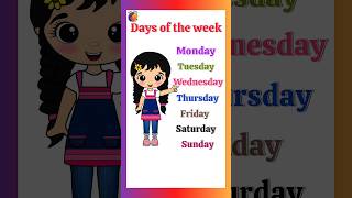 learn the names of days of the week preschoollearning kindergarten [upl. by Lyda]