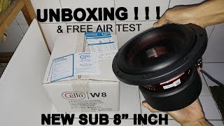 UNBOXING amp Free Air Test Subwoofer Cello W8 8quot [upl. by Neiluj]