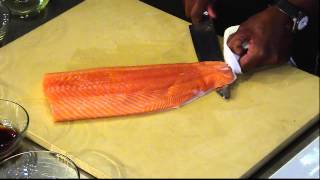 Fast and Easy Way of Removing the Skin on a Salmon with ChefRLI [upl. by Arenahs718]