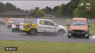 SsangYong Actyon Racing Series 2017 Race 2 Pukekohe Park Raceway Crash 2 [upl. by Nodal]