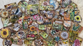 How to create junk journal embellishments from scraps  paper collaging and stamping [upl. by Gunthar]