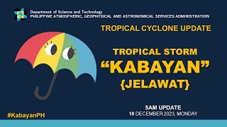 Press Briefing Tropical Storm quotKabayanPHquot  5AM Update December 18 2023  Monday [upl. by Marcin]