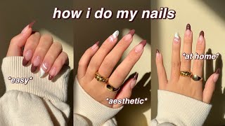 STEP BY STEP HOW I DO AESTHETIC amp EASY NAIL ART AT HOME PINTEREST INSPIRED  Ep 5 🧸 [upl. by Linker733]